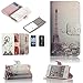 ATC Lumsing Wallet Leather Case stand with Credit ID Card slot Holder Cover Pouch For iPhone 4 4S with free screen protector- Light Blue+Coffee+Beige