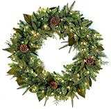 GKI Bethlehem Lighting Pre-Lit 30-Inch PE/PVC Christmas Christmas Wreath with 100 Clear Mini  , Green River Spruce