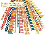 Cherry Delicious Cardstock Stickers 12x12 Sheet-Flag Banners