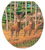 Toilet Tattoos TT-1113-R Deer in Woods Decorative Applique for Toilet Lid, Round