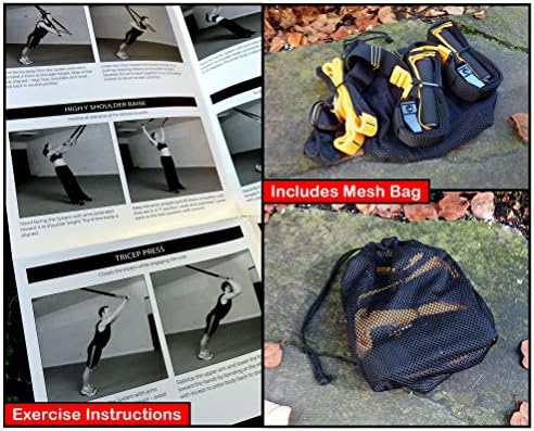 Fitaboo Suspension Trainer : Complete Home Gym. Full Body Workout, with Door Anchor. Fitness & Exercise at Home, Outdoors, Work or Travel.