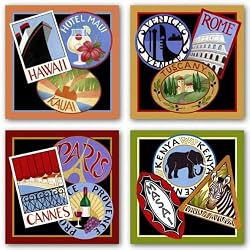 Travel Set (Four Prints) by Stephanie Stouffer 12"x12" Art Print Poster