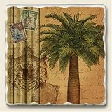 Safari Palms Tumbled Stone Coaster Set