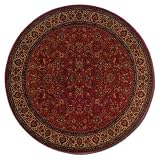 53" Round Area Rug Classic Persian Pattern in Rust Red