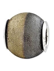 Sterling Silver Reflections Gold plated Laser Etched and Black Matte Bead