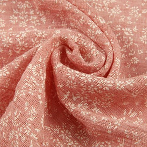 Women's Floral 100% Linen Scarf Pink