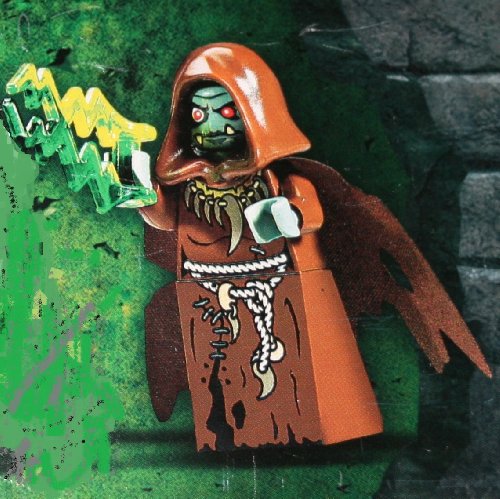 Troll Queen / Evil Sorceress Lego Minifigure with Green Lightning Bolt Staff included~ Lego Castle Minifigure ~ 7097