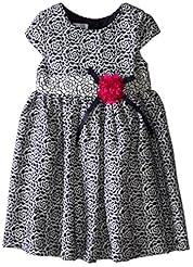 Girls Floral Print Full-Skirt Brocade/Polyester Applique Party Dress 
