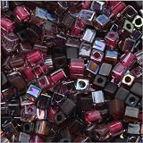 Miyuki 4mm Glass Cube Beads Color Mix Vineyard Purples 10 Grams