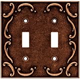 Brainerd 64262 Traditional French Lace Double Toggle Switch Wall Plate / Switch Plate / Cover, Sponged Copper