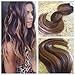 Moresoo 18 inch 20pcs/50g Colorful Two Tone Hair Chocolate Brown Highlighted with Cameral Blonde 100% Remy Human Hair Seamless Tape In Hair Extensions