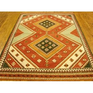 5'6 x 7'9 Red Hand Tufted Wool Ghashghaei Rug
