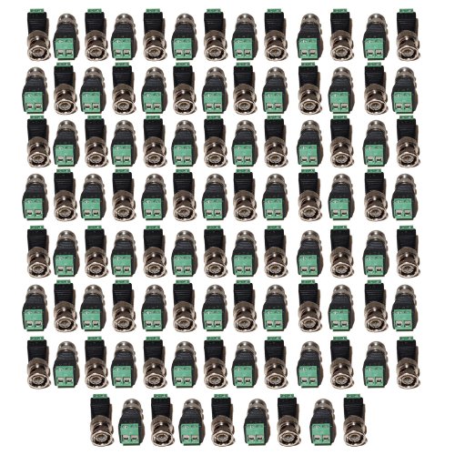 Evertech 100 pcs Cat5/Cat6 to BNC Coaxial Connector Screw Terminal CCTV Security Camera
