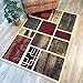 Anti-Bacterial Rubber Back AREA RUGS Non-Skid/Slip 3x5 Floor Rug | Contemporary Frame Boxes Indoor/Outdoor Thin Low Profile Living Room Kitchen Hallways Home Decorative Traditional Rug