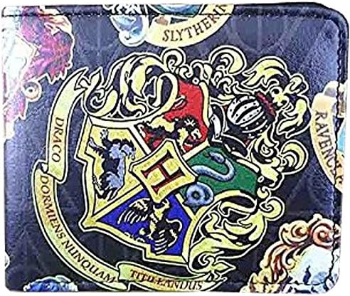 Hogwarts Gryffindor, Slytherin, Ravenclaw, Hufflepuff Crest Bi-Fold Wallet, Premium PU Leather Wallet Extra Durable and Resistant Shiny Printed Design with Multiple Card Slots, ID Holder, Cash Pockets