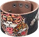 Ed Hardy Herren Lederarmband mit Farbaufdruck und Logoprint "Tiger" EH5012-3A(m) black
