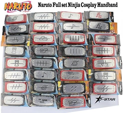 Flying Cola Naruto Full Set Konoha Kakashi Akatsuki Ninja Logo Headband Tenia Cosplay Props (Full Kind To Choose)