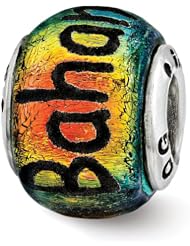 Sterling Silver Reflections Bahama Orange Dichroic Glass Bead