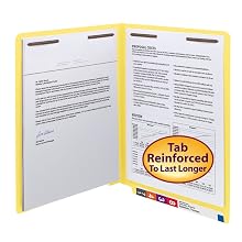 Smead End Tab Fastener Folder, Letter, Straight, Two 2-Inch Prong B Style #1 and #3 Fasteners, Yellow, 50 per Box (25940)