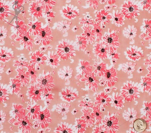 Scattered Daisy Floral Print - Dusty Rose - Hi Multi Chiffon - Fabric By the Yard
