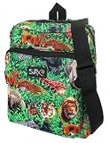 ENDANGERED ANIMALS Lions Elepants Small Backpack Cute Small Back Pack Travel DayPack - CLOSEOUT PRICING yet Very High Quality Cotton Fabric Bag Waterproof Lining UNIQUE CHRISTMAS GIFT IDEAS for Students for Boys Girls Adults