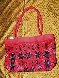 Sari Handbag Persian Red Banjara Mirrors Designer Purse