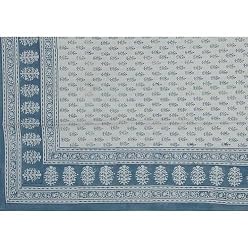 House Furnishings Flat Bed Sheet With Block Print On Cotton Twin Size