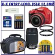 Pentax K-x 12.4MP Digital SLR w/ and 18-55mm f/3.5-5.6 AL Lens (Red) & Pentax 55-300mm f/4-5.8 ED Lens (Black) + 8GB + Case + Two (2) Protective Filters + Rapid AC Charger + 8PK Rechargeable Batteries