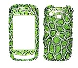 Sparkling Green with Silver Black Leopard Print Premium Luxury Rhinestones Full Diamond Bling Samsung A877 Impression Snap on Cell Phone Case