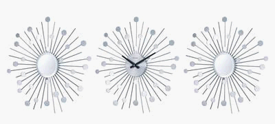 George Nelson Triptych Starburst Metal Wall Clock And Mirrors