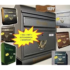 Gro�er Briefkasten classic Runddach edel gr�n weiss schwarz blau messing kupfer gold braun rot gelb anthrazit silber edelstahl moosgr�n o. grau black white metallic mit Zeitungsfach Zeitungsrolle Postkasten antik Mailbox Stahl in 1A Qualit�t 1,2mm*RD
