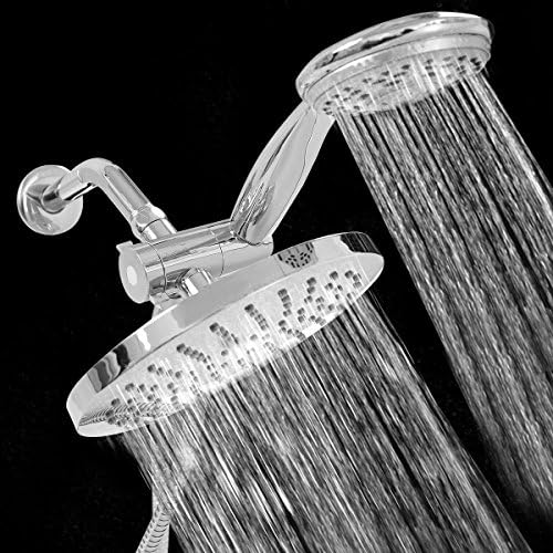 (US Stock)Kissemoji Luxury New Dual Chrome 3 Way Shower Combo Setting Ultra Rainfall Handheld Shower Heads