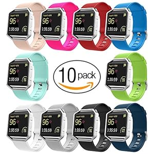 UMTELE Silicone Replacement Strap with Quick Release Pins for Fitbit Blaze Smart Fitness Watch, Large - 10pcs