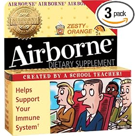 Airborne Effervescent Health Formula, Original Orange, 10 Tablets (Pack of 3)