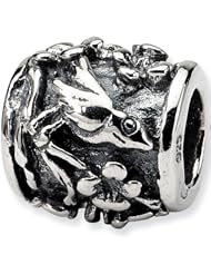 Reflection Beads Silver Nectar Bird Flower Bead