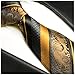 Gold and Black Silk Tie and Pocket Square . Paul Malone Red Line