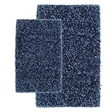 IMAGE OF Chesapeake 2-Piece Barbados Shag Accent 21-Inch by 34-Inch and 27-Inch and 42-Inch Rug Set, Navy