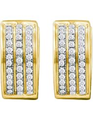 Real Diamond Earrings 0.21CTW DIAMOND FASHION HOOPS Yellow-gold 10K