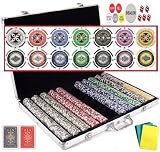 Bluff King 1000 11.5 Gram Clay Composite Poker Chips with Storage Case and Gaming Accessories
