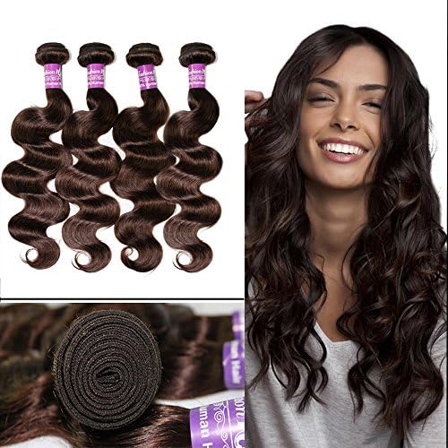 Fashion A Plus (TM) Brazilian Hair Body Wave 4 Bundles Human Hair Extensions Mixed Length #2 Dark Brown 400g Per Lot 7A Grade (18" 20" 22" 24")