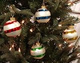 Set of 4 Multi Color Candy Stripe Glass Ball Christmas Ornaments 2.75" #821604