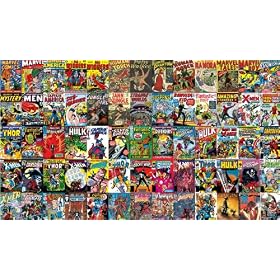 RoomMates JL1175M Marvel Comic Book Covers Prepasted Chair Rail Wall Mural