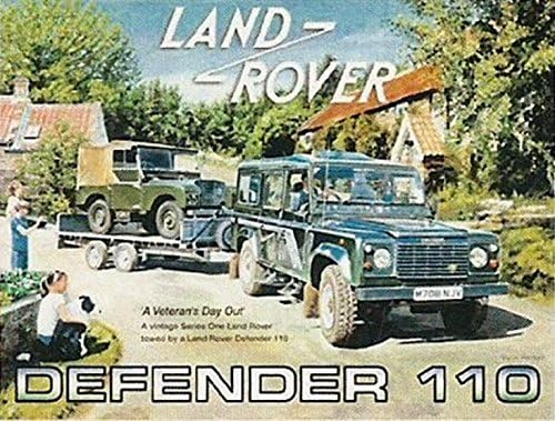 FRENCH VINTAGE METAL SIGN 20x15cm LAND ROVER DEFENDER 110