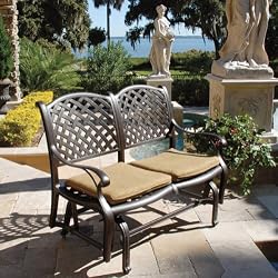 Charleston Cushioned Bench Glider - 100% Cast Aluminum Patio Outdoor