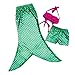 PGXT Girls 3 Pcs Princess Mermaid Tail Swimwear Swimsuit Bikini Set Green 1 XXL