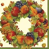 Caspari Set of 2 Pamela's Wreath Paper Cocktail Napkin Package, Ivory