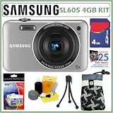 Samsung SL605 12.2MP with 27mm Wide Angle Lens in Silver + 4GB Accessory Kit