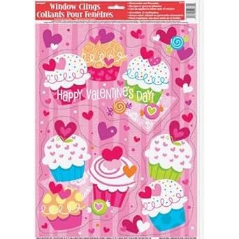 Amazon.com: Cupcake Hearts Valentine's Day Window Clings ...