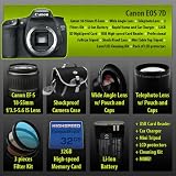 Canon EOS 7D 18 MP CMOS APS-C Digital SLR Camera with EF-S 18-55mm f/3.5-5.6 IS Lens + 2x Telephoto lens + Wide Angle Lens (3 Lens Kit) + 32GB CompactFlash Memory + Car+Home Battery Charger + 3 Piece Filter Kit + Full Size Tripod + Shockproof Case + Accessory Kit