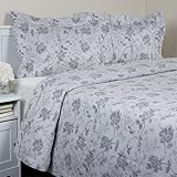 Damask Rose Vine Matelasse Coverlet Set, King, Blue